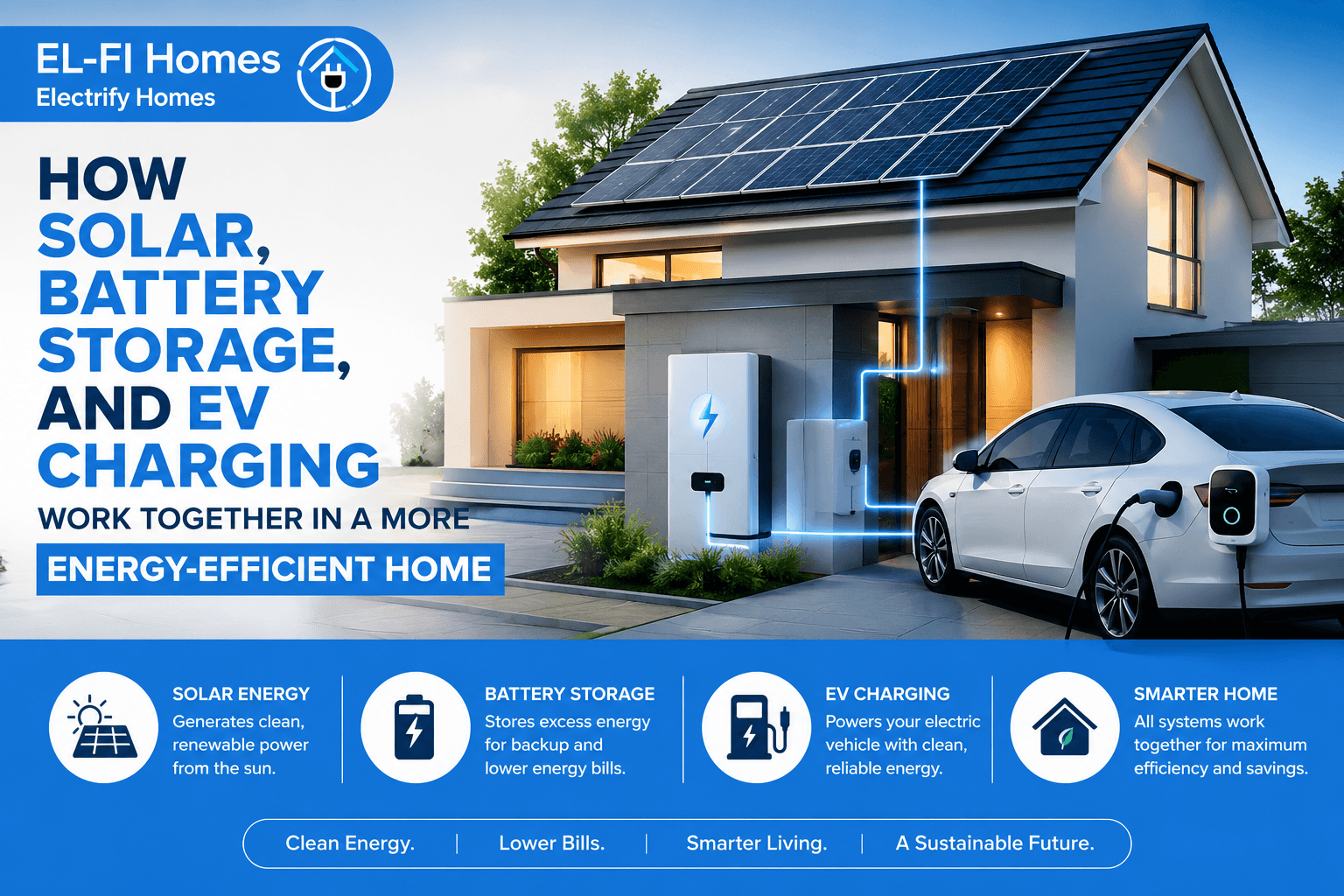 How Solar, Battery Storage, and EV Charging Work Together in a More Energy-Efficient Home